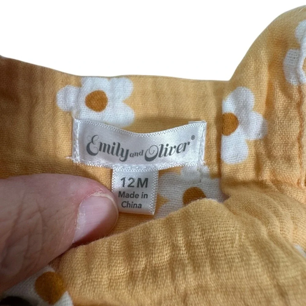 Emily and Oliver Baby Girls Daisy Floral Cotton Gauze Peplum Top and Bloomer Set
